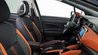 Micra anyar dihadirkan dalam dua warna yaitu, Enigma Black atau Gunmetal Grey, yang dikombinasikan dengan garis-garis warna orange jeruk S, pada bagian bumper, pintu, spion, serta pada pelek berukuran 17 inci.