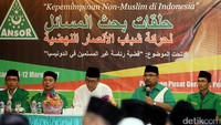 Sejumlah narasumber yang hadir adalah Katib Aam PBNU KH Yahya Cholil Staquf, Penasihat GP Ansor Dr KH Asad Said Ali, dan perumus KH Abdul Ghofur Maimoen Zubair.
