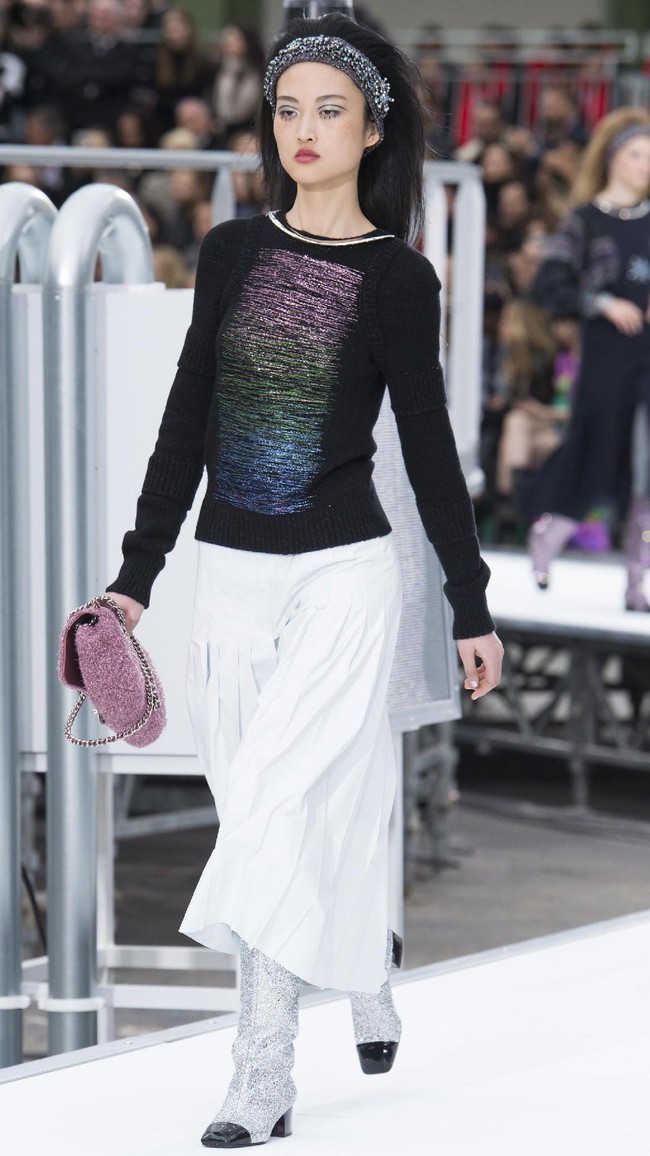 PARIS, FRANCE - MARCH 07:  A model walks the runway during the Chanel show as part of the Paris Fashion Week Womenswear Fall/Winter 2017/2018 on March 7, 2017 in Paris, France.  (Photo by Pascal Le Segretain/Getty Images)