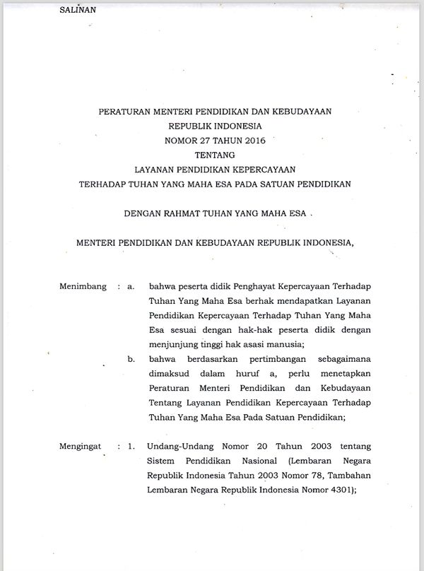 Aturan Kemendikbud soal USBN Siswa Penganut Aliran Kepercayaan Aturan Kemendikbud soal USBN Siswa Penganut Aliran Kepercayaan