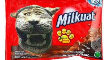 Tampangnya yang lucu membuat netizen tak tahan untuk membuat meme-nya. Salah satu ini, si macan menjadi bintang iklan salah satu merek biskuit (Foto: meme di internet)