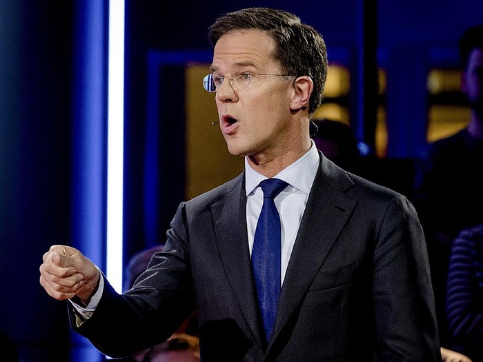 Dutch Prime Minister Mark Rutte of the VVD Liberal party attends a debate in The Hague, Netherlands, March 14, 2017.       REUTERS/Robin Van Lonkhuijsen/Pool