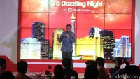 Presiden Direktur Bank CIMB Niaga Tigor M Siahaan memberikan sambutan.