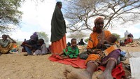 Para pengungsi beristirahat saat menuju Mogadishu, 17 Maret lalu. REUTERS/Feisal Omar.