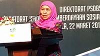 Menteri Sosial Khofifah Indar Parawansa memberikan sambutan dalam Temu Penyelenggara UGB. Pool/Kemensos.