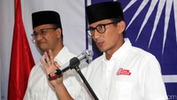 Sandiaga Uno memberikan sambutan usai mendapatkan dukungan resmi dari Partai Amanat Nasional (PAN).