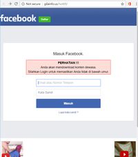 Gambar 3, Situs phishing pencuri kredensial Facebook yang ditampilkan 