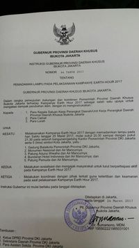 Sambut Earth Hour, Listrik 5 Lokasi di DKI akan Dipadamkan Besok