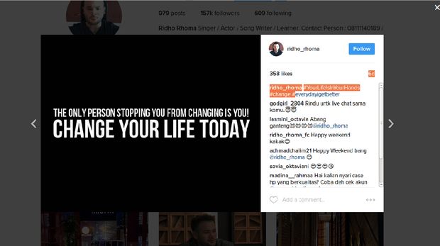 Ridho Rhoma Sempat Posting #everydayigetbetter di IG