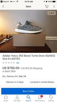 yeezy turtle dove size 10