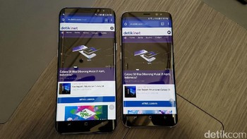 Keduanya dibedakan ukuran layarnya. Galaxy S8 punya layar 5,8 inch sedangkan Galaxy S8 Plus memiliki bentangan 6,2 inch. Foto: Fino Yurio Kristo/detikINET