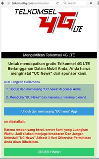 Gambar 5: Layar konfirmasi scam yang meminta pengaksesnya menginstal aplikasi