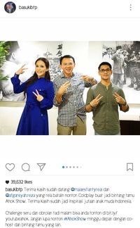 Ahok Posting Foto Bareng Maia Estianty Sambil Pose 2 Jari