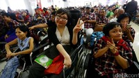 Ratusan penyandang disabilitas Jakarta berkumpul di Balai Hermina, Jakarta, Minggu (2/4/2017).