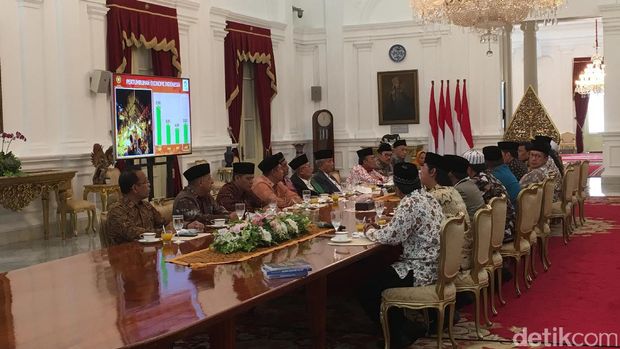  Presiden Joko Widodo menerima kedatangan para ulama di Istana Merdeka, Selasa (4/4/2017)