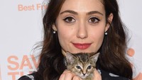 Lebih gemas kucingnya atau Emma Rossum ya? Jamie McCarthy/Getty Images for Best Friends Animal Society/detikFoto.
