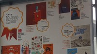 Poster besar sebagai papan informasi kepada pengunjung pameran. Bologna Childrens Book Fair tahun ini diikuti 1.300 peserta dari 75 negara, dan didatangi ribuan pengunjung.