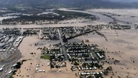 Banjir disebabkan luapan sungai Fitzroy. AAP/Dan Peled/via REUTERS.
