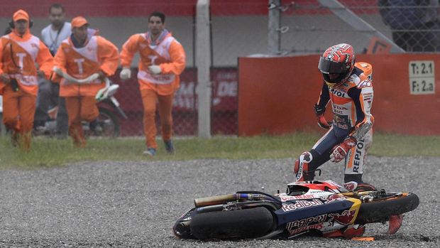 Marc Marquez gagal finis pada balapan MotoGP Argentina 2017.