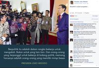 Postingan Jokowi di Facebook.