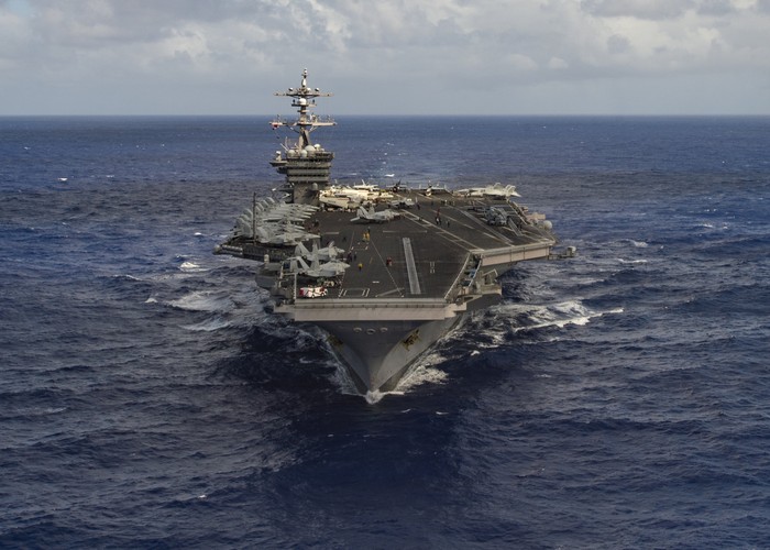 The aircraft carrier USS Carl Vinson (CVN 70) transits the Pacific Ocean January 30, 2017.  U.S. Navy Photo by Mass Communication Specialist 3rd Class Tom Tonthat/Handout via Reuters  ATTENTION EDITORS - THIS IMAGE WAS PROVIDED BY A THIRD PARTY. EDITORIAL USE ONLY.     TPX IMAGES OF THE DAY