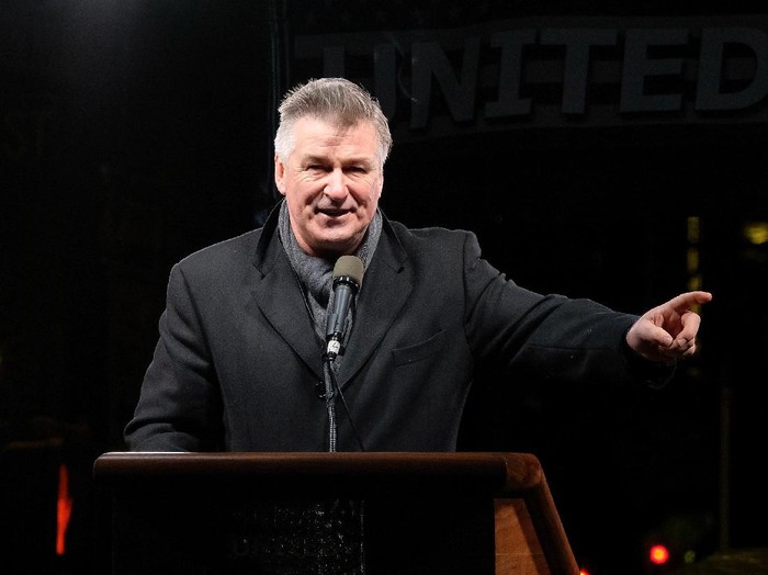 NEW YORK, NY - JANUARY 19:  Alec Baldwin speaks onstage during the We Stand United NYC Rally outside Trump International Hotel & Tower on January 19, 2017 in New York City.  (Photo by D Dipasupil/Getty Images)