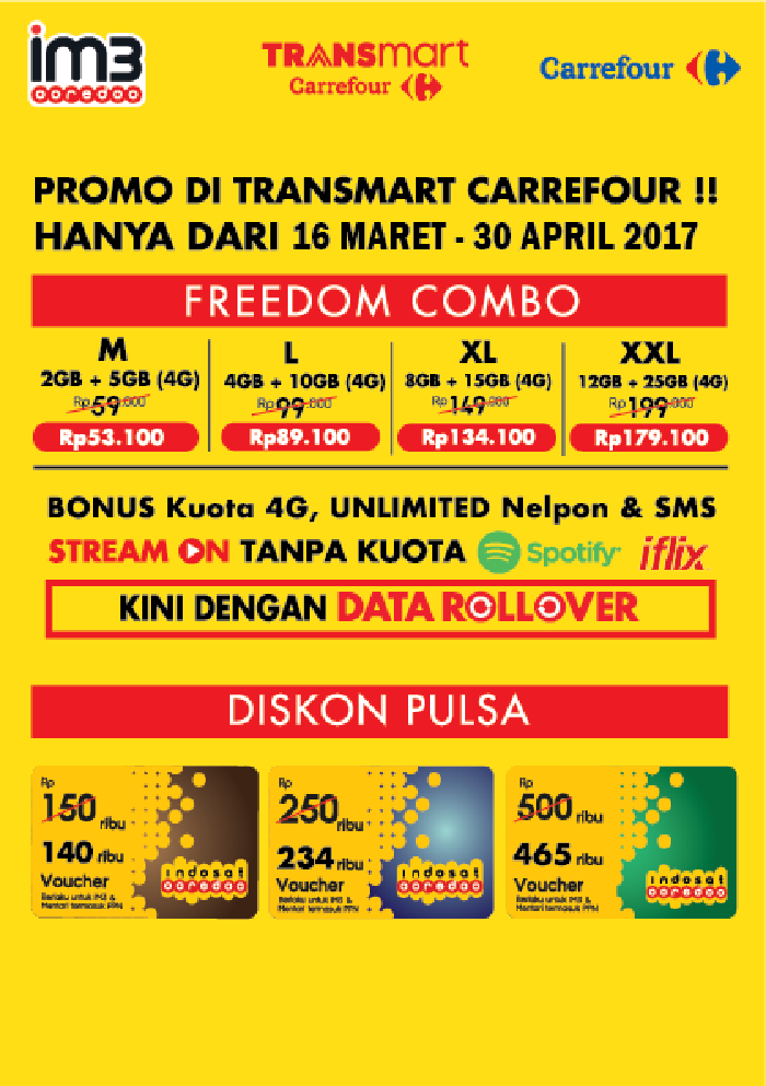 Promo Pulsa dari XL dan im3 Ooredoo di TransHello Transmart