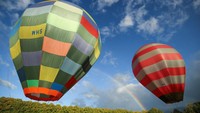Berbagai macam bentuk balon udara raksasa dipamerkan di festival ini. Hagen Hopkins/Getty Images.
