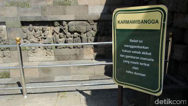 Relief Karmawibhangga di sisi tenggara candi