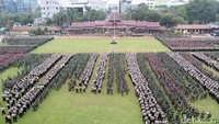 Penampakan dari ketinggian Apel Pergeseran Pasukan TNI Polri yang siap mengamankan Pilkada DKI Jakarta putaran kedua.