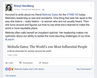 Wanita Paling Berkuasa di Facebook Sanjung Melinda Gates