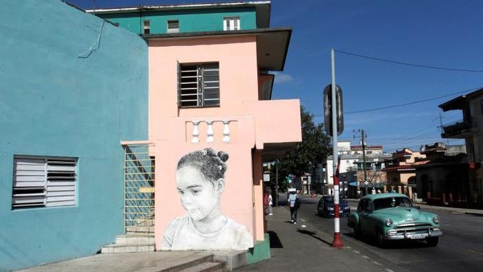 Dinding Kota Havana Dihiasi Mural Anak Bermata Lebar