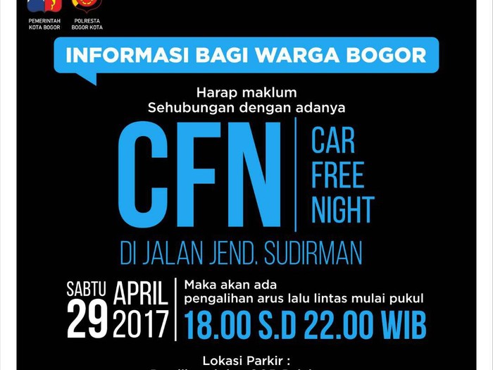 Malam Ini, Bogor akan Uji Coba Car Free Night di Jalan Sudirman