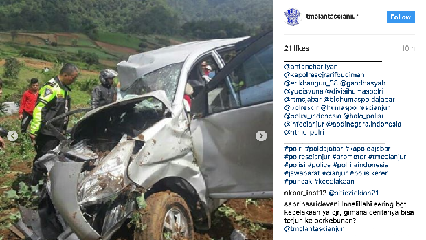 4 Kendaraan Kecelakaan di Ciloto Puncak, Bus Masuk Jurang