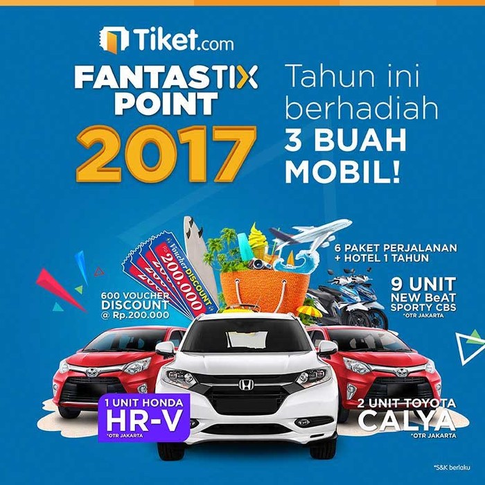 Tiket.com Bagi-Bagi  3 Mobil di FantasTIX Point 2017