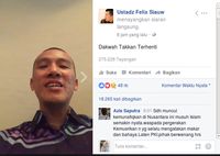 Screenshot video Ustaz Felix di Facebook.