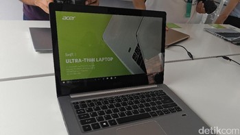 Adalah Swift 3 salah satu seri terbaru laptop seksi Swift yang ditonjolkan oleh Acer. Foto: yud/detikINET