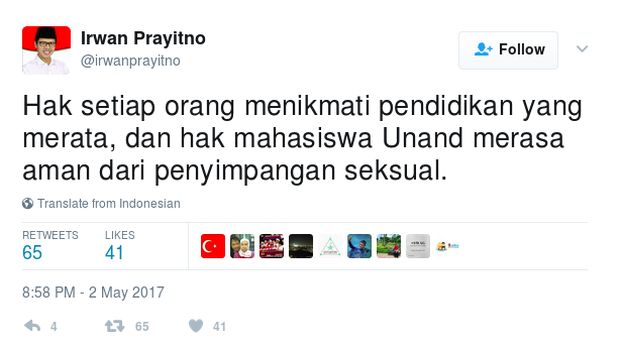 Gubernur Sumbar Bicara Soal Unand yang Tolak Mahasiswa LGBT