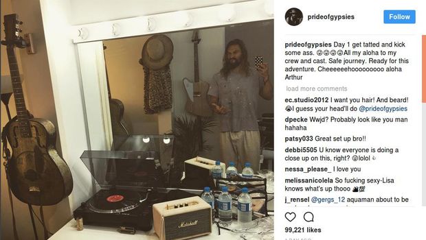 Jason Momoa unggah foto 'behind the scene' film 'Aquaman'
