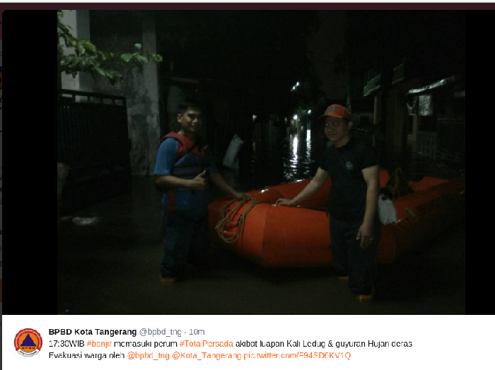 Kali Ledug Meluap, Perum Total Persada Tangerang Banjir 50 Cm