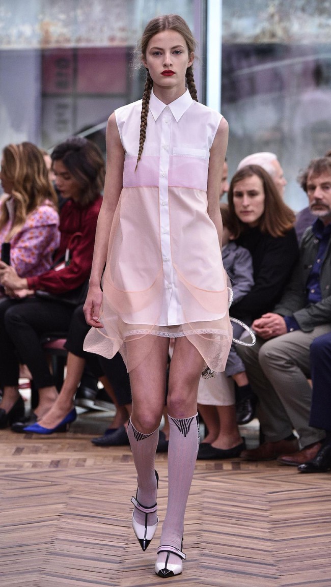 Model walks the runway at the Prada Resort Collection 2018 show at Osservatorio Prada on May 7, 2017 in Milan, Italy.  (Photo by Pietro DAprano/Getty Images)