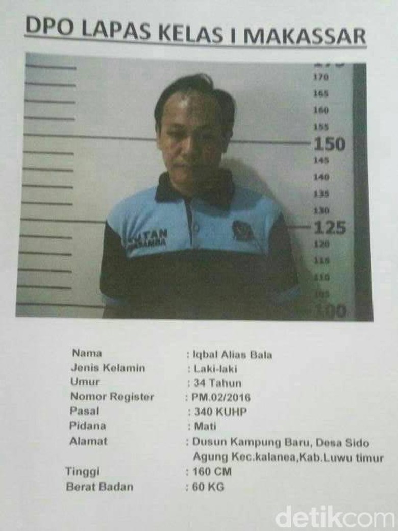 Sipir LP Makassar Diperiksa Terkait Kaburnya Iqbal Kolor Ijo Cs