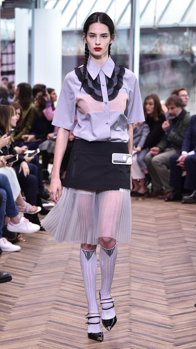 Model walks the runway at the Prada Resort Collection 2018 show at Osservatorio Prada on May 7, 2017 in Milan, Italy.  (Photo by Pietro DAprano/Getty Images)