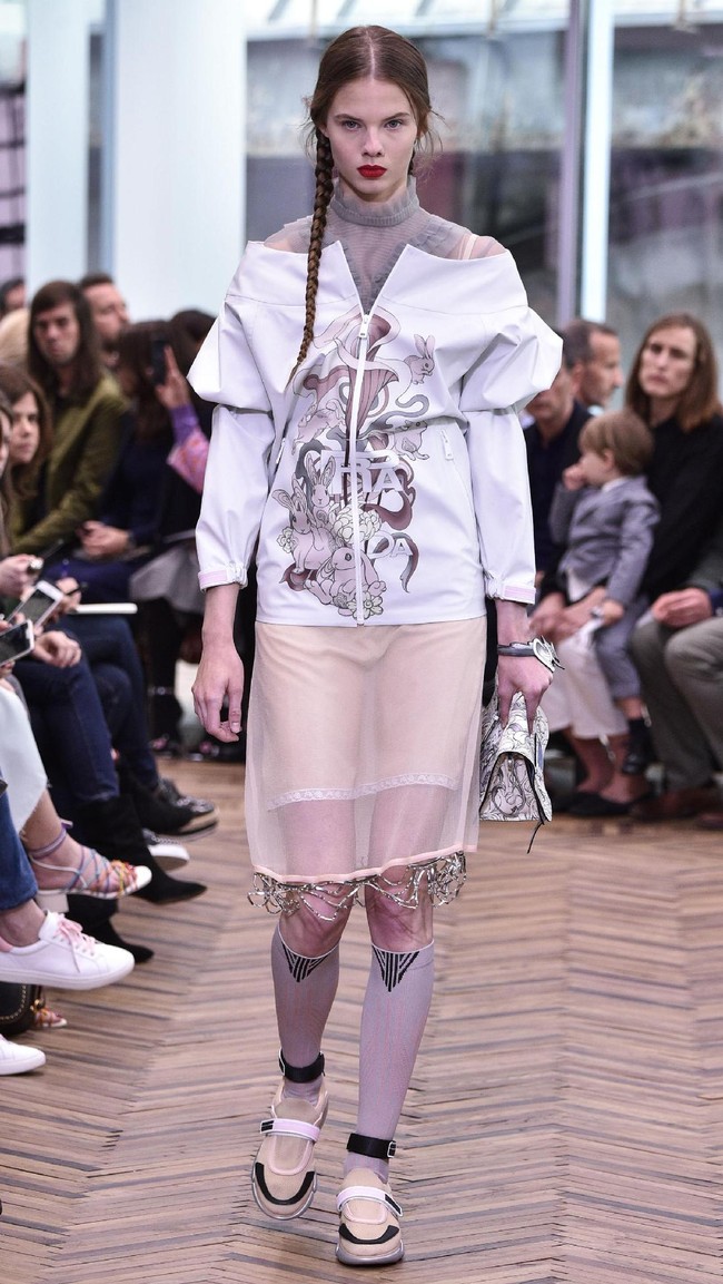 Model walks the runway at the Prada Resort Collection 2018 show at Osservatorio Prada on May 7, 2017 in Milan, Italy.  (Photo by Pietro DAprano/Getty Images)