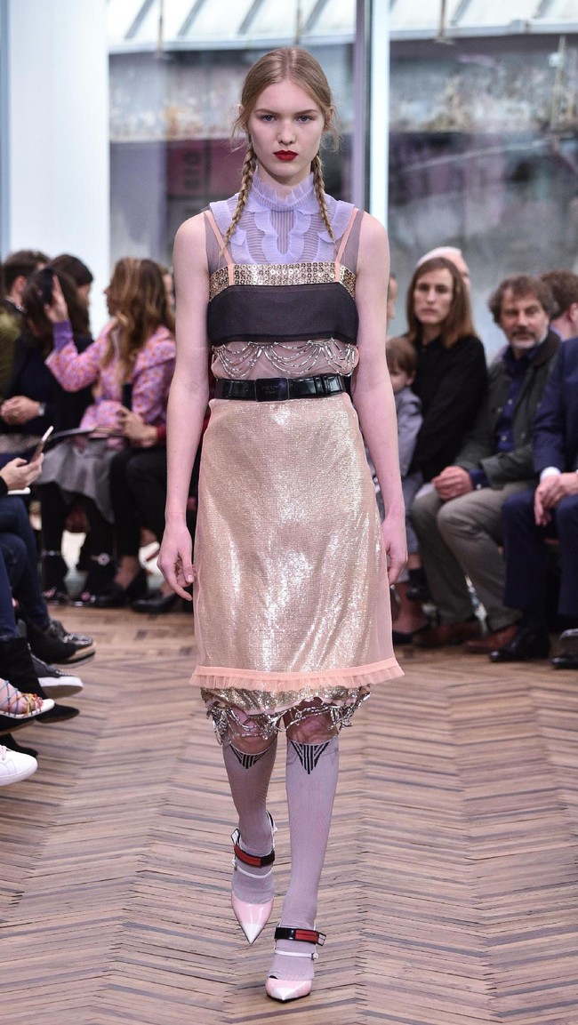 Model walks the runway at the Prada Resort Collection 2018 show at Osservatorio Prada on May 7, 2017 in Milan, Italy.  (Photo by Pietro DAprano/Getty Images)