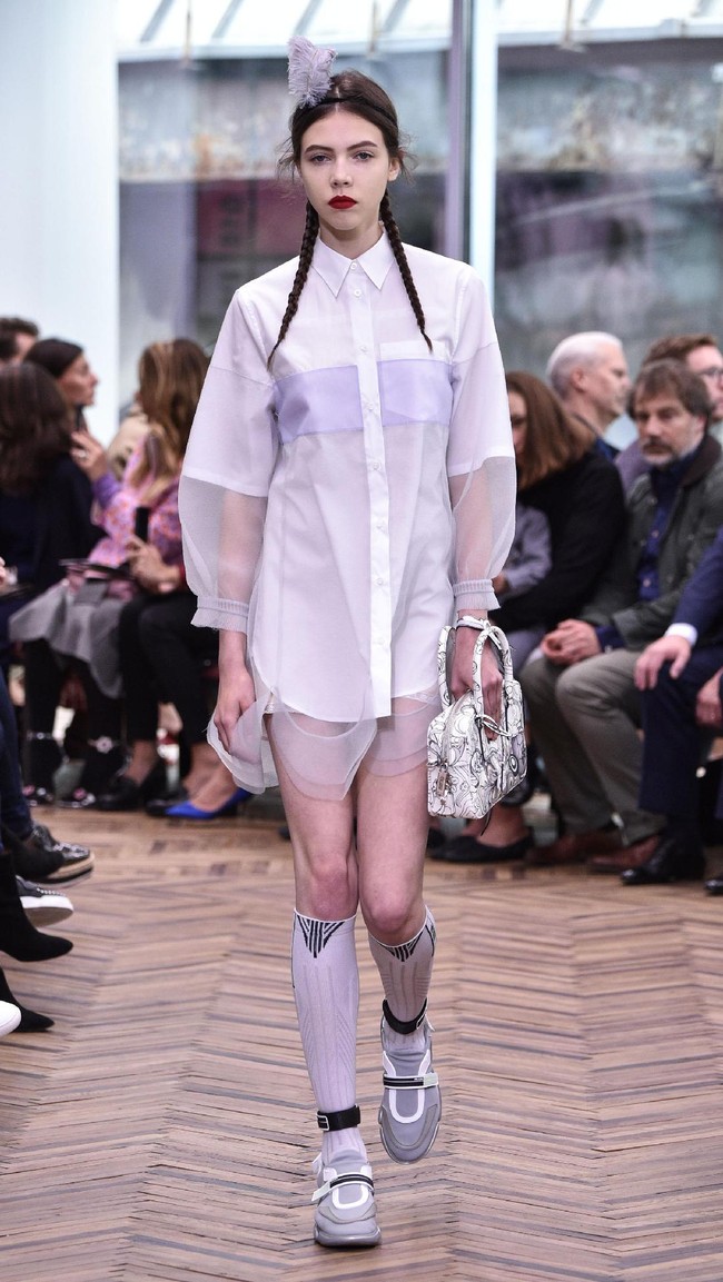 Model walks the runway at the Prada Resort Collection 2018 show at Osservatorio Prada on May 7, 2017 in Milan, Italy.  (Photo by Pietro DAprano/Getty Images)