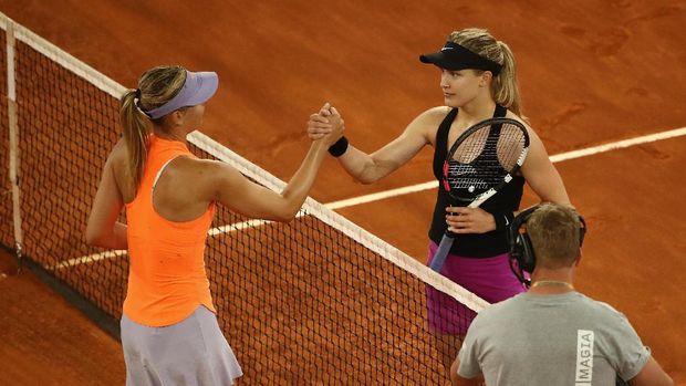 Eugenie Bouchard mengkritik Maria Sharapova dan berhasil mengalahkannya di babak kedua Madrid Open, Selasa (9/5/2017)