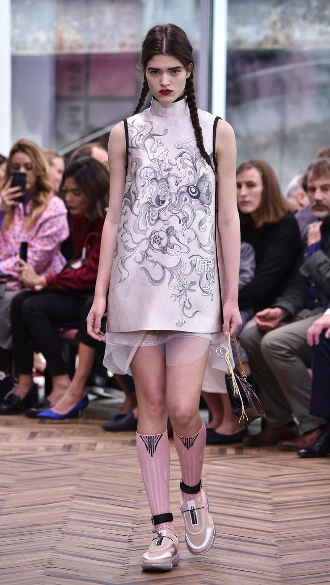 Model walks the runway at the Prada Resort Collection 2018 show at Osservatorio Prada on May 7, 2017 in Milan, Italy.  (Photo by Pietro DAprano/Getty Images)