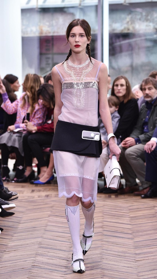 Model walks the runway at the Prada Resort Collection 2018 show at Osservatorio Prada on May 7, 2017 in Milan, Italy.  (Photo by Pietro DAprano/Getty Images)