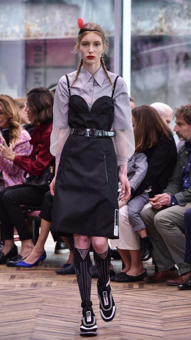 Model walks the runway at the Prada Resort Collection 2018 show at Osservatorio Prada on May 7, 2017 in Milan, Italy.  (Photo by Pietro DAprano/Getty Images)